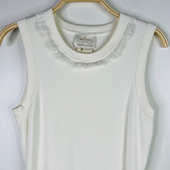 Kate Spade New York Size M Fringe Fit &‎ Flare Sweater Sleeveless Dress Ivory - Picture 4 of 7